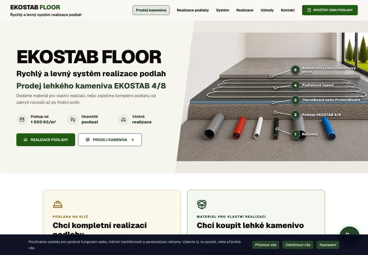 Skutečný náhled webu EKOSTAB SYSTEM