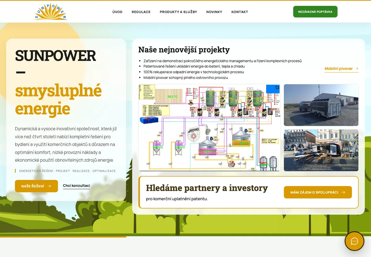 Skutečný náhled webu Sunpower